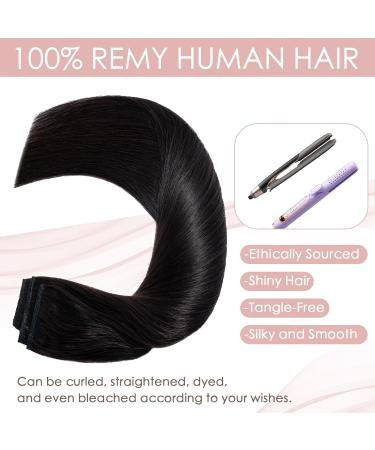 Remy Clip in Human Hair Extensions (#02 Dark Brown 14"-45 grams) One Piece Real Hair Extension Clip in 3/4 Full Head - Buy Online on SooperMarket.com