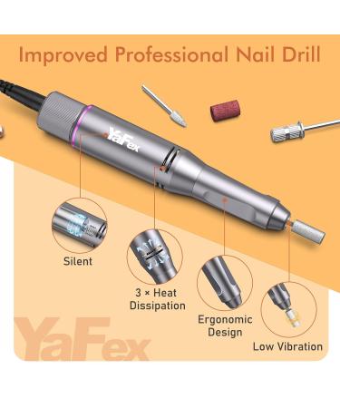 Yafex 11-in-1 Nail Milling Mills - 35000 RPM Electric Nail Cutter & Manicure Set with LED Lamp for Gelnails - Professional Pedicure & Nail File in Gray - Buy Online on SooperMarket.com