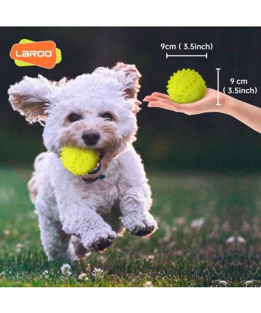 Laroo Dog Toys - Durable Natural Rubber Squeaker Football for Small & Large Dogs (6.5cm Green) - International Shipping Available - Buy Online on SooperMarket.com