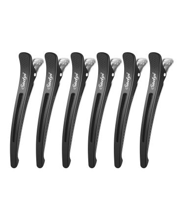 Sndyi hair clamps hairdressing requirement 6 pack hair clips for style and cutting non-slip hair clips with silicone tape compartment clamps hairdresser professional salon hair needles for thick & thin hair 6 pcs