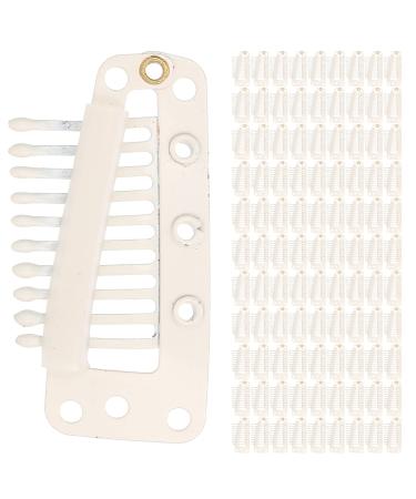 Hair Extension Clip 10 tooth Design Wig Clip Durable and Safe Functional for Wigs Hair Weaving for Most People(creamy-white)