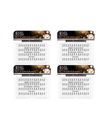 Ardell 3D Individuals Short Black False Lashes x 4 packs
