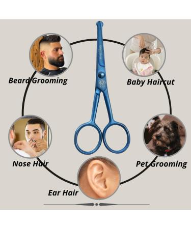 Kids Safety Hairdressing Scissors with Round Tips and Curved Blades - Professional Salon Barber Scissors for Baby Haircuts (Blue 4.5 inch) - Buy Online on SooperMarket.com