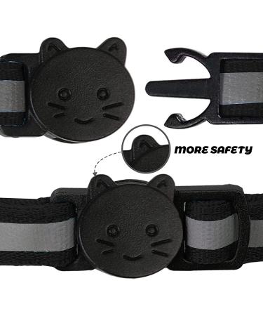 2 Pack Reflective Cat Collar Breakaway with Bell - Personalized Adjustable Safety Collar for Male and Female Cats - Black - Buy Online on SooperMarket.com