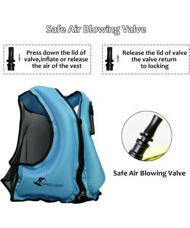 OMOUBOI Inflatable Snorkel Vest for Adults - Blue | Buoyancy Jacket for Kayaking, Swimming & Snorkeling | Portable Diving Gear | 96-220 lbs - Buy Online on SooperMarket.com