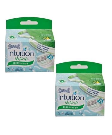 2x Wilkinson Intuition Naturals Sensitive Care 3 razor blades with soap and aloe