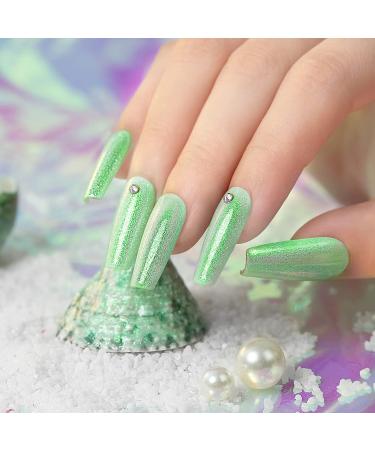 PEARL GLITTER GEL POLISH - Clear Green Shell Mermaid Effect | UV/LED Cured 7.5ml Gel Nail Polish for Shiny Pastel Nail Art Manicure - Buy Online on SooperMarket.com