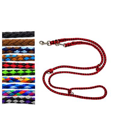 Dog linen large dogs up to 80 kg double brick jumbo 2.40m / 2.80m / 3.50m / 5m adjustable exercise line / guide in 17 different fables very stable (2.80m 4-fold black-red) 2.80m 4-fold black red