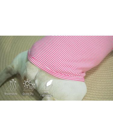 Sychien Combed Cotton Dog Shirt | Soft Cool Tee for Large Bulldogs | Pink & Rose Striped | XL Size - Buy Online on SooperMarket.com