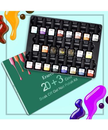 Erarrow Gel Nail Polish Set - 20 Popular Colors | UV LED Soak Off Nail Gel Kit (23 PCS) - Buy Online on SooperMarket.com