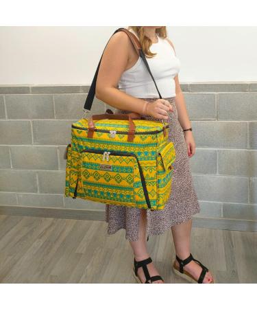 La Canilla Sewing Machine Carrying Case - Universal Tote Bag for Singer, Brother & More | With Accessories Storage, Dust Cover, Shoulder Strap & Padded Board - Yellow - Buy Online on SooperMarket.com