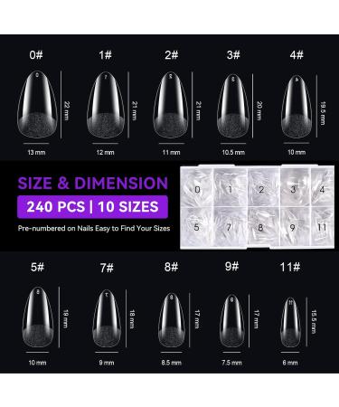 240PCS Gelike Short Almond Nail Tips - Full Cover Gel X Pre-Etched False Nails for Extensions - Buy Online on SooperMarket.com