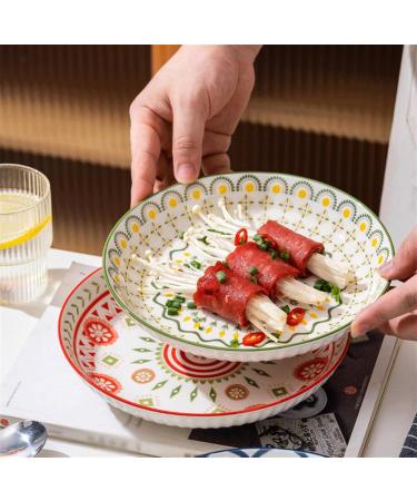 Serving Plates 4pc Dinner Plate Simple Romantic Cream Ceramic Embossed Afternoon Tea Home Dessert Plate Fruit Plate Bread Plate for Kitchen Restaurant Banquet Kitchen Decoration for Appetizer Dinner  - Buy Online on SooperMarket.com