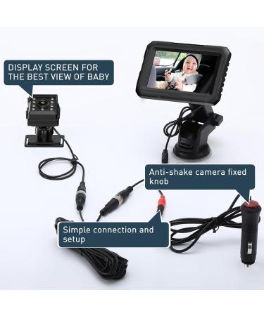Baby Car Mirror for Back Seat 4.3 HD 1080P Camera | 360 Night Vision | Shockproof Rear View Mirror for Kids | Essential Car Accessory for New Parents - Buy Online on SooperMarket.com