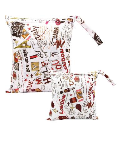 Egurs diaper bag for on the go wetbag 1 piece large + 1 piece medium letter