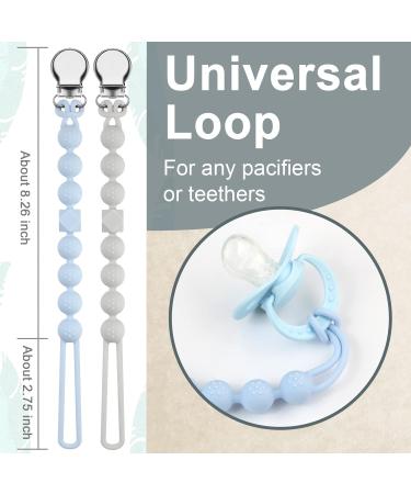 Kowlone Dummy Clips Boys Girls Silicone Soother Pacifier Chain Flexible Binky Holder Set with Texture for Teething Baby Unisex Newborn Dummies 1-Piece Design(Pastel Blue Glacier Grey) A: Pastel Blue Glacier Grey - Buy Online on SooperMarket.com