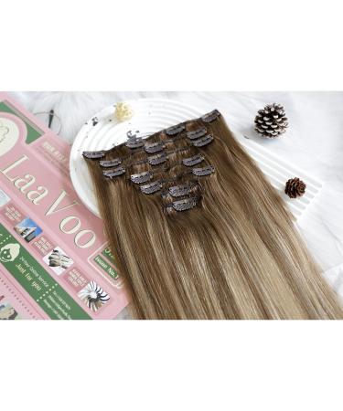 Buy Laavoo Clip-In Real Hair Extensions | Brown Balayage Ombre & Golden Blonde #8/16/8 - 7pcs 105g 50cm - Buy Online on SooperMarket.com
