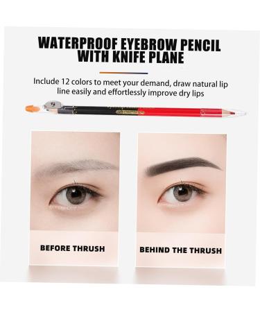 PLAFOPE 12pcs Lip Liner Eyeliner Makeup Lipliner Eyebrow Brush Angled Eye Shadow Pencils Lip Pencil Wooden - Buy Online on SooperMarket.com