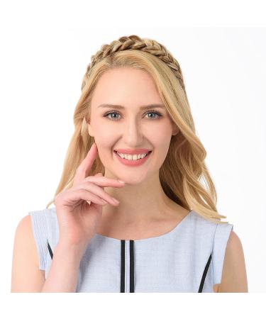 DIGUAN Messy Wide 2 Strands Synthetic Hair Braided Headband (Highlighted) - Beauty Accessory for Women & Girls | 62g/2.1 oz - Buy Online on SooperMarket.com