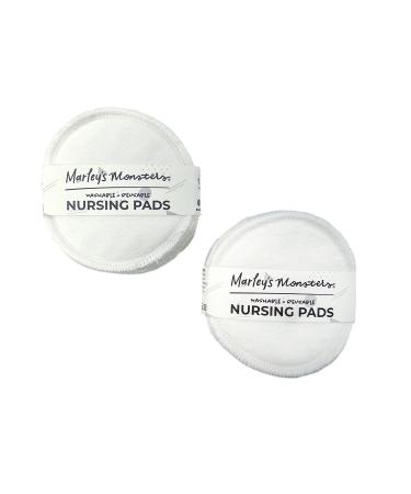 Marley's Monsters Reusable Nursing Pads - 6 Pair of Washable Breastfeeding Pads - Soft Absorbent (White)