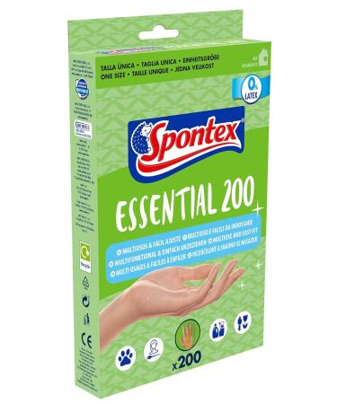 Spontex Essential Disposable Gloves - Latex-Free Transparent One Size 200 Pack | Versatile Multifuntional Gloves for All Needs - Buy Online on SooperMarket.com