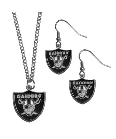 NFL Siskiyou Sports Womens Las Vegas Raiders Dangle Earrings and Chain Necklace Set One Size Team Color
