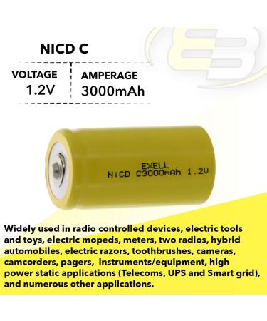 Buy 10x Exell C Size 1.2V 3000mAh NiCD Rechargeable Batteries - Ideal for Toys Tools & More | International Shipping - Buy Online on SooperMarket.com