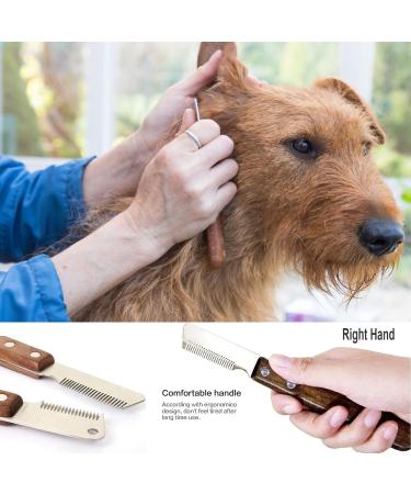 Dog Professional Stripping Knife for Border Terrier Grooming - Ergonomic Wooden Handle (Right) - Buy Online on SooperMarket.com