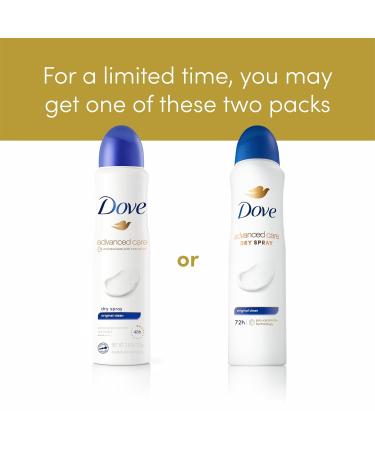 Dove Advanced Care Antiperspirant Deodorant Spray Original Clean for helping repair skin barrier after shaving 72-hour antiperspirant for soft underarms 3.8 oz 3.8 Ounce (Pack of 1) Original Clean - Buy Online on SooperMarket.com