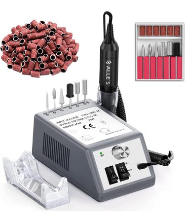 Nail Drill Electric Nail Files Professional Nail Drill 20000 RPM Efile Buffer Manicure Grinder Tools for Acrylic Nails with Nail Drill Bits Set and Sanding Bands (Grey) Grey 20000PRM