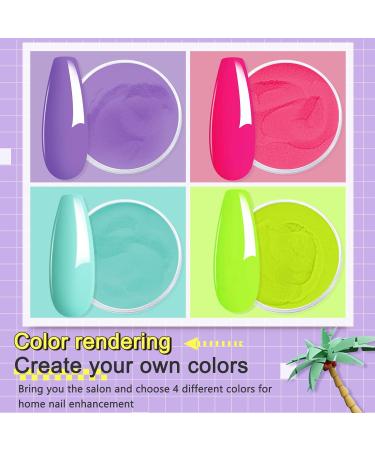 Honey Joy Dip Powder Nail Kit - 4 Colors Neon Bright Green Purple Dipping Powder Set - Salon Quality Manicure at Home - Dip-7pcs-02 - Buy Online on SooperMarket.com