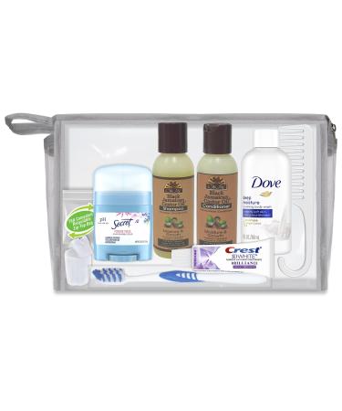 Convenience Kits International Women s Deluxe 10 PC Kit Featuring: OKAY Black Jamaican Castor Oil Hair Body Oral Care Travel-Size Travel Essentials
