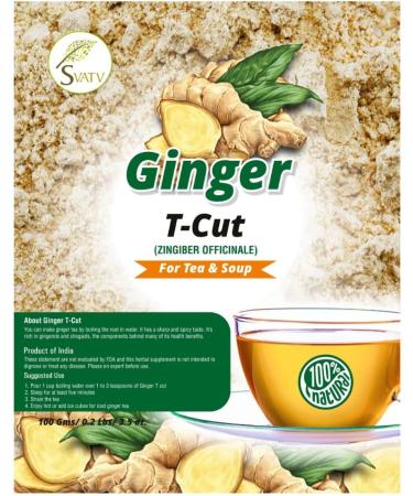 SVATV Ginger Loose tea Cut granules | Loose Leaf Herbal Tea | Boosts immunity | Excellent for tea coffee Pastries & cooking - 100g 3.52 oz 0.22 Lbs - Buy Online on SooperMarket.com