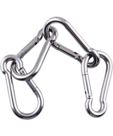 Pubiao 4-Piece Stainless Steel Carabiner Feather Hooks (M6) - Durable Chain Hooks for Travel Camping Hiking Fishing & Dog Walking - Buy Online on SooperMarket.com