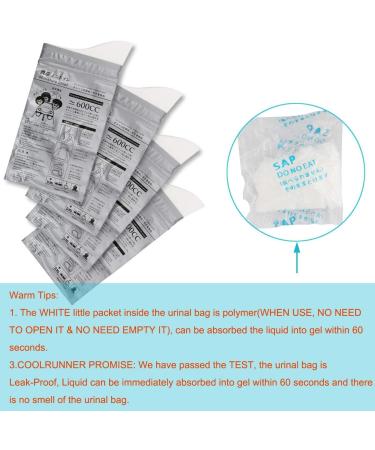 Coolrunner Disposable Urine Bags 20 Pack - Portable Camping Pee Bags for Travel, Traffic Jam, and Emergencies - Gray - Buy Online on SooperMarket.com
