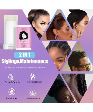 75g Women Hair Wax Stick 15g Pomade Tamer Stick for Smoothing Flyaways Taming Frizz Baby Hair Slick Back Hair Glue Bed Head Styling Cream Gel for Wig 5 In 1 Brush Edges Control Brush Comb - Black - Buy Online on SooperMarket.com