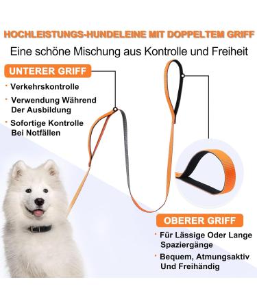 Demigreat 1.5m/3m/5m Dog Drag Line - Robust Long Leash with Padded Handle for Small to Large Dogs | Training Leash in Orange - Buy Online on SooperMarket.com