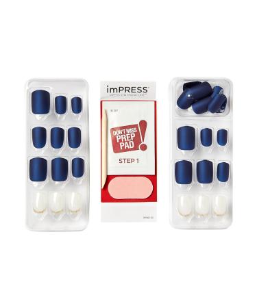 KISS imPRESS No Glue Mani Press On Nails - Chasing Stars Design Blue Short Squoval Shape 30 Nails + Accessories | International Shipping Available - Buy Online on SooperMarket.com