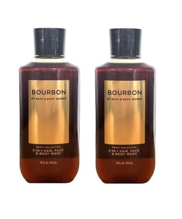 Bath and Body Works For Men 3-in-1 Hair Face & Body Wash - Value Pack lot of 2 - Full Size (Bourbon) Bourbon 10 Fl Oz (Pack of 2)