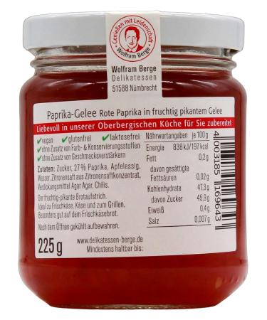 Wolfram Berge Paprika Jelly - Fruity-Spicy Flavor Pack of 3 (3 x 225g) | International Shipping Available - Buy Online on SooperMarket.com