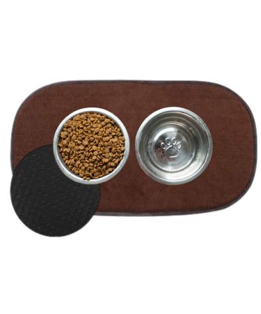 Tilz - Microfibre Drying Mat Fast Drying Pet Food Mats Dog Feeding Mat Cat Feeding Mat Water Splash Mat Dog Food Mat Cat Food Mat Pet Feeding Mat Machine Washable Mat Pet Mats For Food Bowls Brown