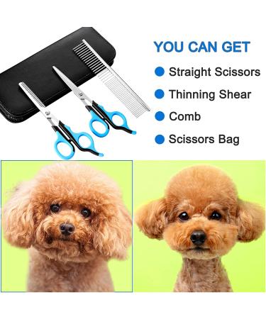 Professional Pet Grooming Scissors Set for Dogs & Cats - Straight Shears, Thinning Scissors, Grooming Comb - Small Dog Face, Ear, Paw Hair Trimming - Buy Online on SooperMarket.com