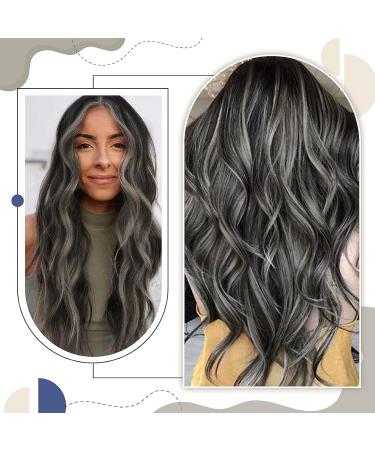 LAAVOO Ombre Tape In Hair Extensions | Real Remy Hair | Black Silver Balayage | 50cm | 20 Pcs #1B/S/1B | International Shipping - Buy Online on SooperMarket.com