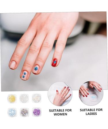 Mikinona 6 Boxes Art Glitter Stylish Stickers Delicate Sparkly Manicure Nial Manicures Crystal Paillettes Lovely Nail of Studs Decor DIY Fake Decorations Colorful Sequins Beads Ornaments - Buy Online on SooperMarket.com