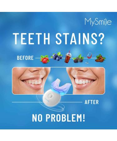 MySmile Teeth Whitening Kit with LED Light - Fast Non-Sensitive Whitener with 3 Carbamide Peroxide Gels - Remove Stains from Coffee, Smoking, Wine & Food - 10 Min Treatment - Buy Online on SooperMarket.com