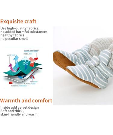 TMEOG Baby Booties Slippers - Infant Winter Boots for Boys & Girls 6-12 Months - Light Green Striped - Buy Online on SooperMarket.com