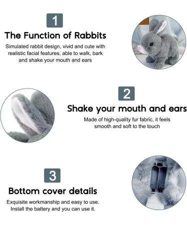 Woeau Rabbit Toy for Kids - Grey Plush Stuffed Bunny with Carrot, Sounds & Movements - Electronic Walking and Talking Pet - Buy Online on SooperMarket.com