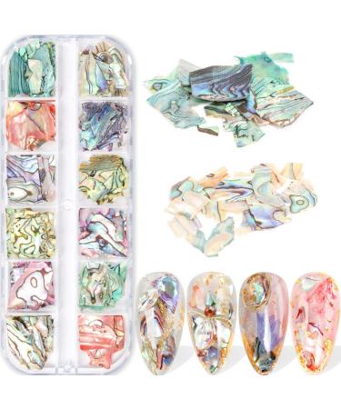 Irregular Abalone Shell Slices Seashell for Nails Art Colorful Super Thin Natural Sea Shell Abalone Slice Design 3D Nail Sequins UV Gel Nail Shell Flakes Mermaid Decorations