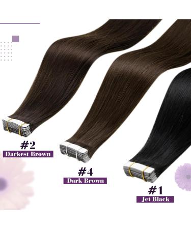 Laavoo 60cm Brown Tape-In Hair Extensions | Real Hair Invisible & Lightweight | 10pcs #2 Dark Brown - Buy Online on SooperMarket.com