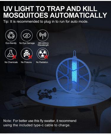 Portable 2-in-1 Electric Fly Swatter and Mosquito Zapper with Powerful Lamp - Travel and Home Bug Killer with Electric Shock Protection - 1 Pack - Buy Online on SooperMarket.com